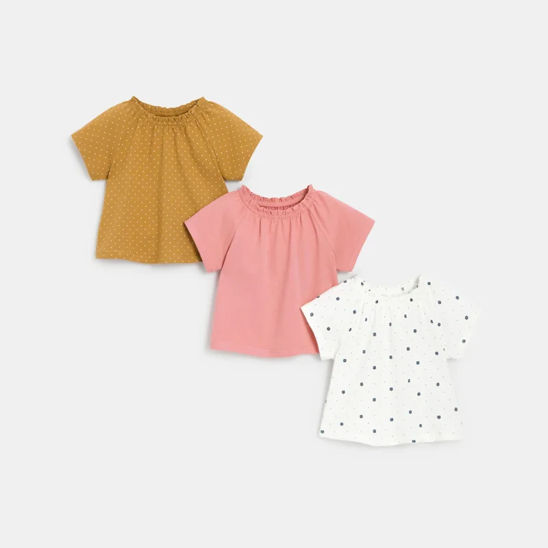 T-shirt col élastiqué rose bébé fille Rose