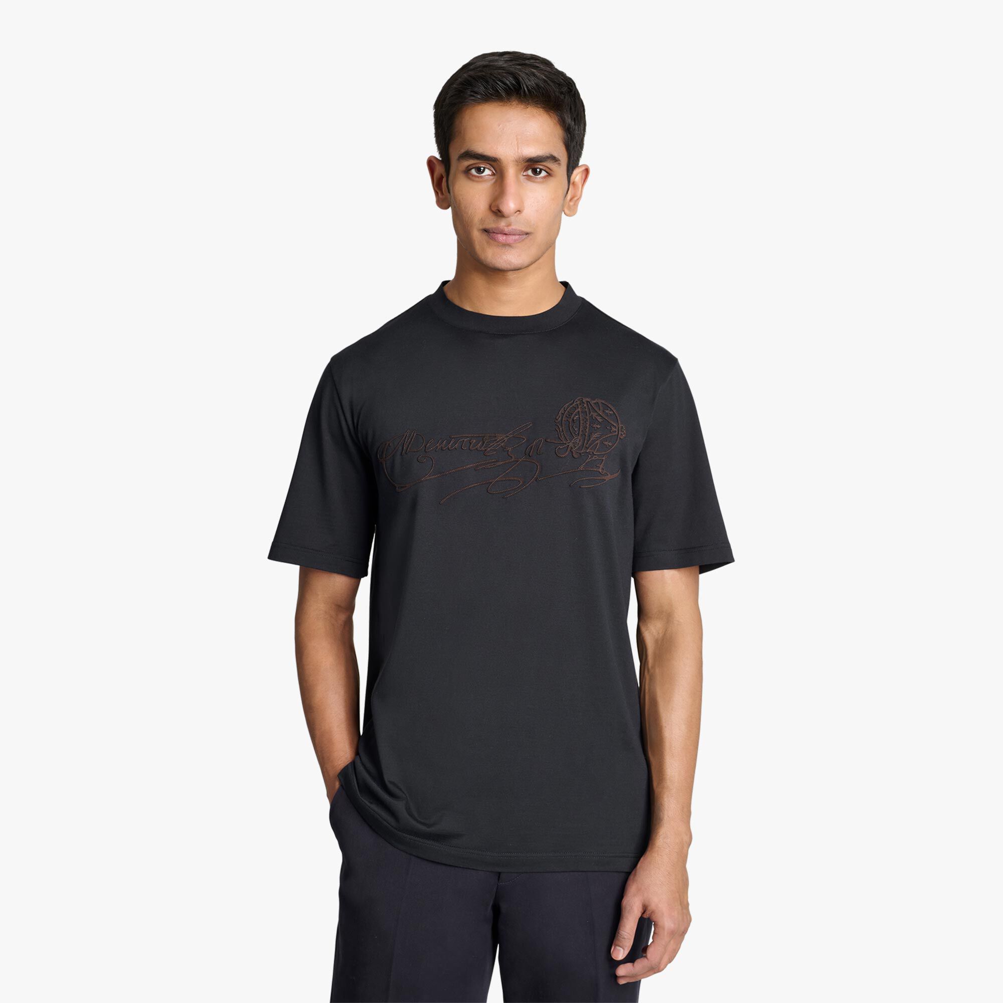 T-Shirt Scritto Avec Effet Suede