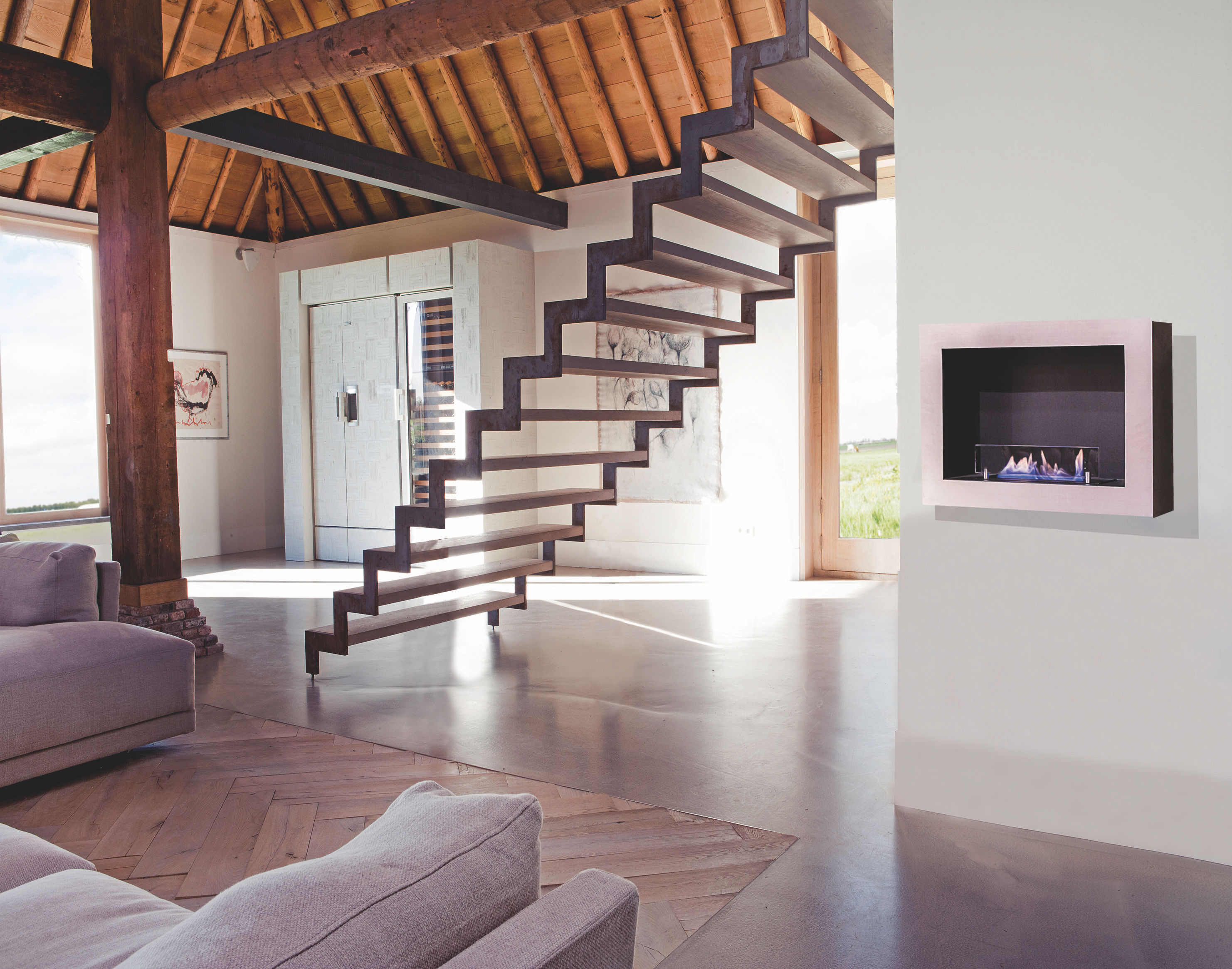 Cheminee murale au bioethanol xaralyn bv rubyfires serra