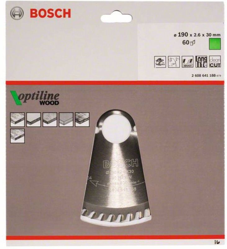 Bosch - Optiline Wood - Cirkelzaagblad - Voor Hout - SK5 Staal