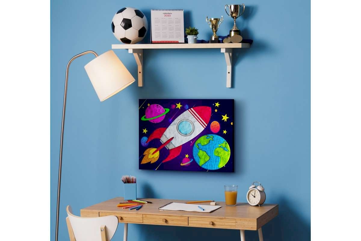 SPLAT PLANET - Clay painting on canvas 30x40cm - Space (777685)