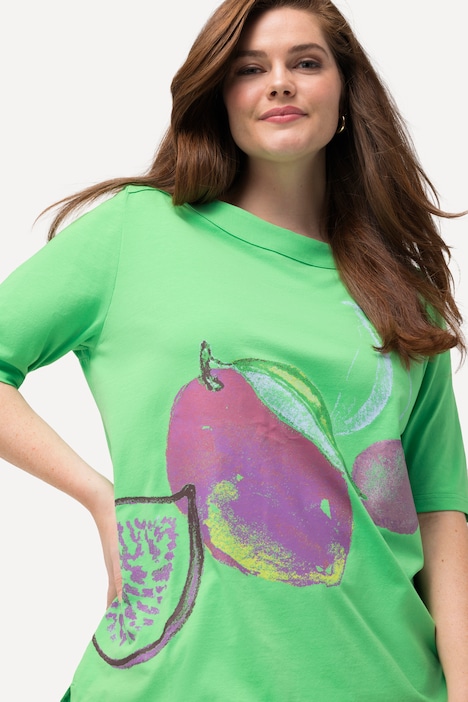 T-Shirt, Früchte, U-Boot-Ausschnitt, Halbarm