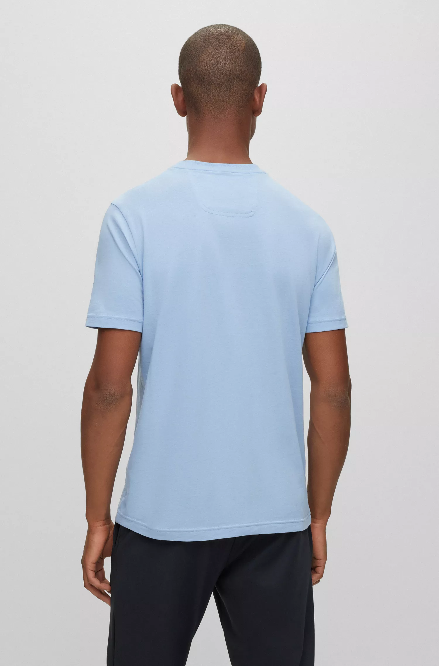Camiseta BOSS em malha de algodão com estampa do logo em contraste verde