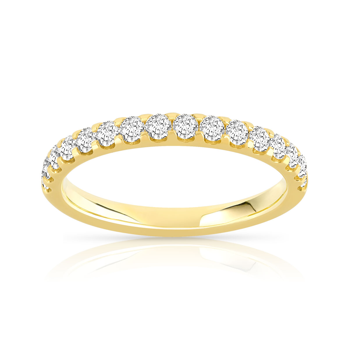 Alliance demi-tour or 750 jaune diamants synthétiques 0.50 carat