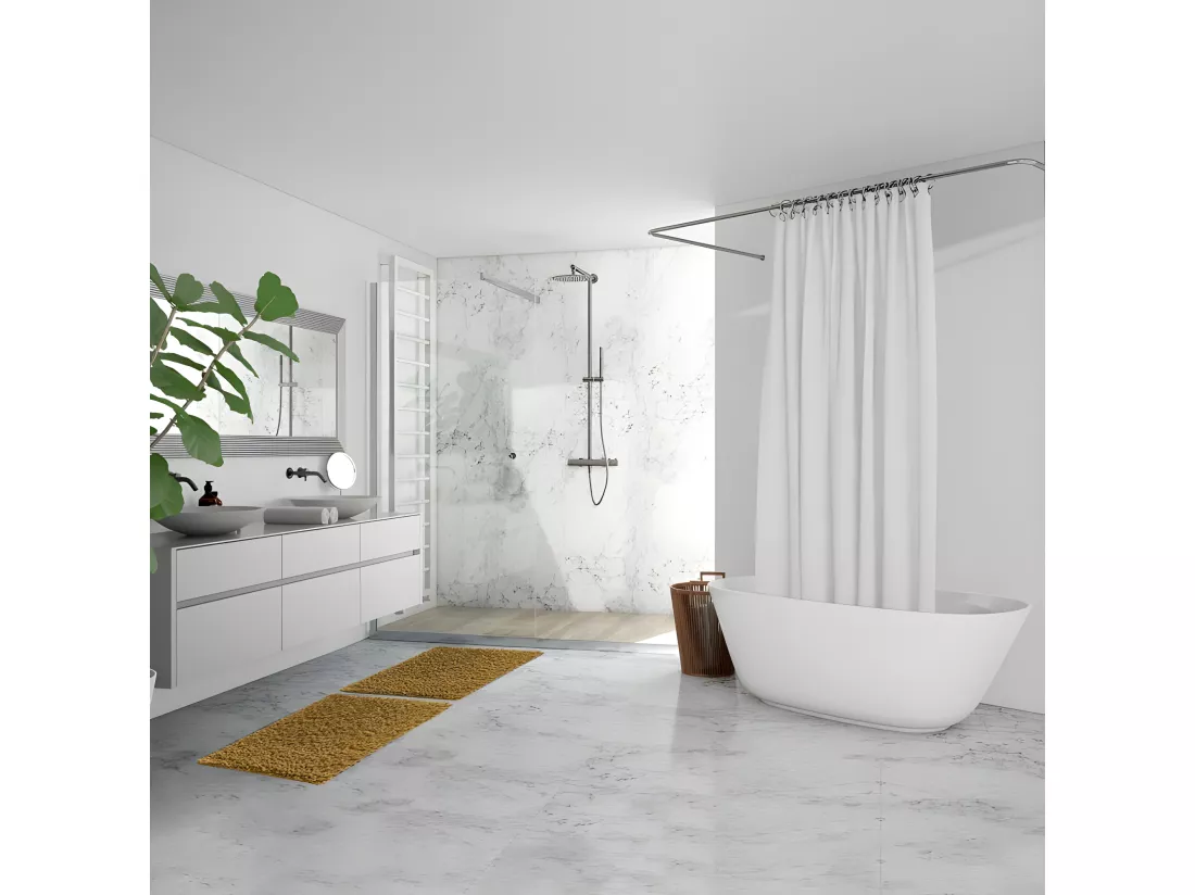 Lot 2 tapis de salle de bain 40 x 60 cm en coton moutarde - NAPOLEON