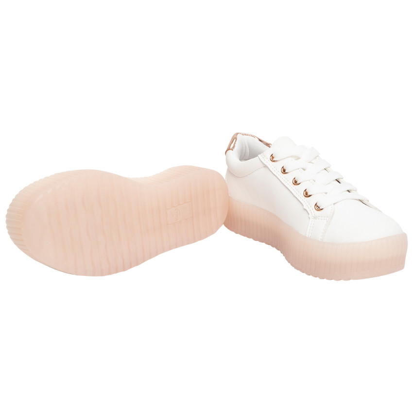 Baskets basses à lacets et semelle épaisse rose pour enfant fille
