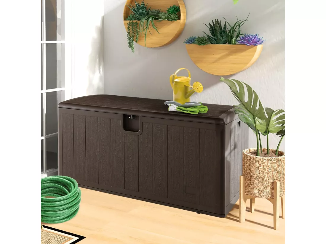 Coffre de Rangement Extérieure en HDPE 492L, Grande Boîte de Rangement avec Couvercle Verrouillable, pour Ranger des Oreillers Outils Jouet Accessoires (127 x 73 x 64 cm)