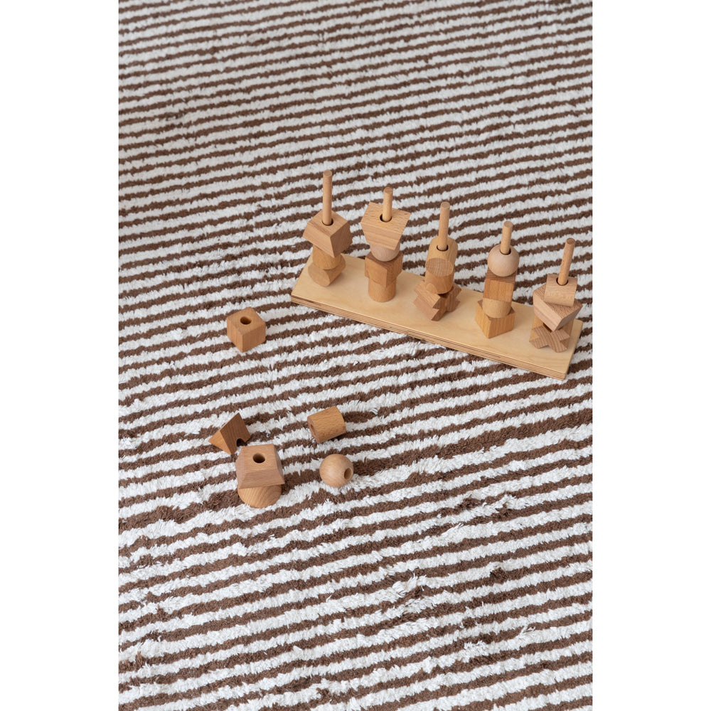 Køb KAS Kopenhagen Brow & Nautral Brown Stripes Rug 140X200