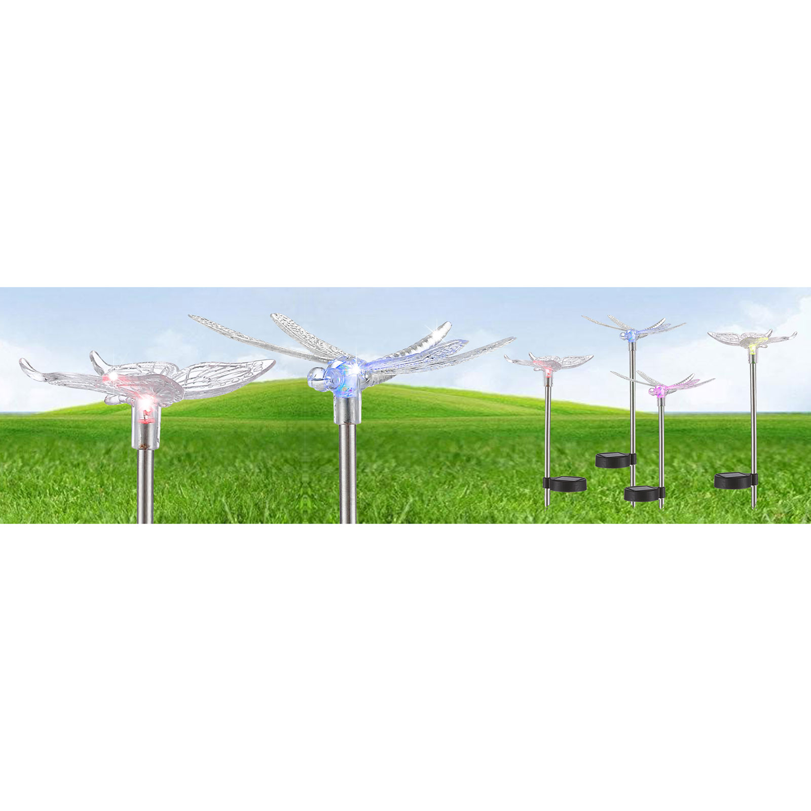 Solar-LED-RGB-Erdspieß - 4er-Set - mit Farbwechsel - 42 cm hoch