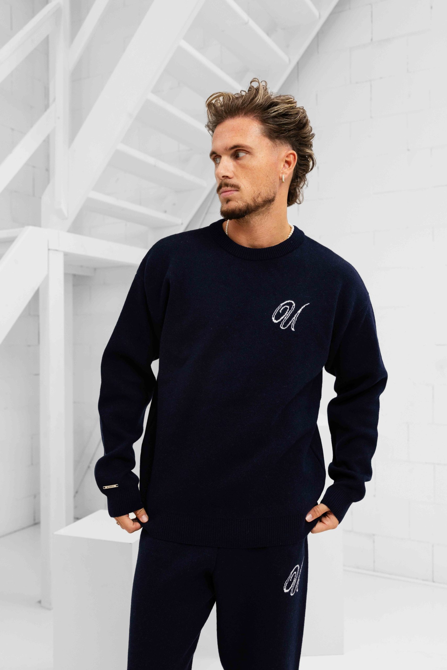 24 Uomo Knitted Trainingspak Heren Navy