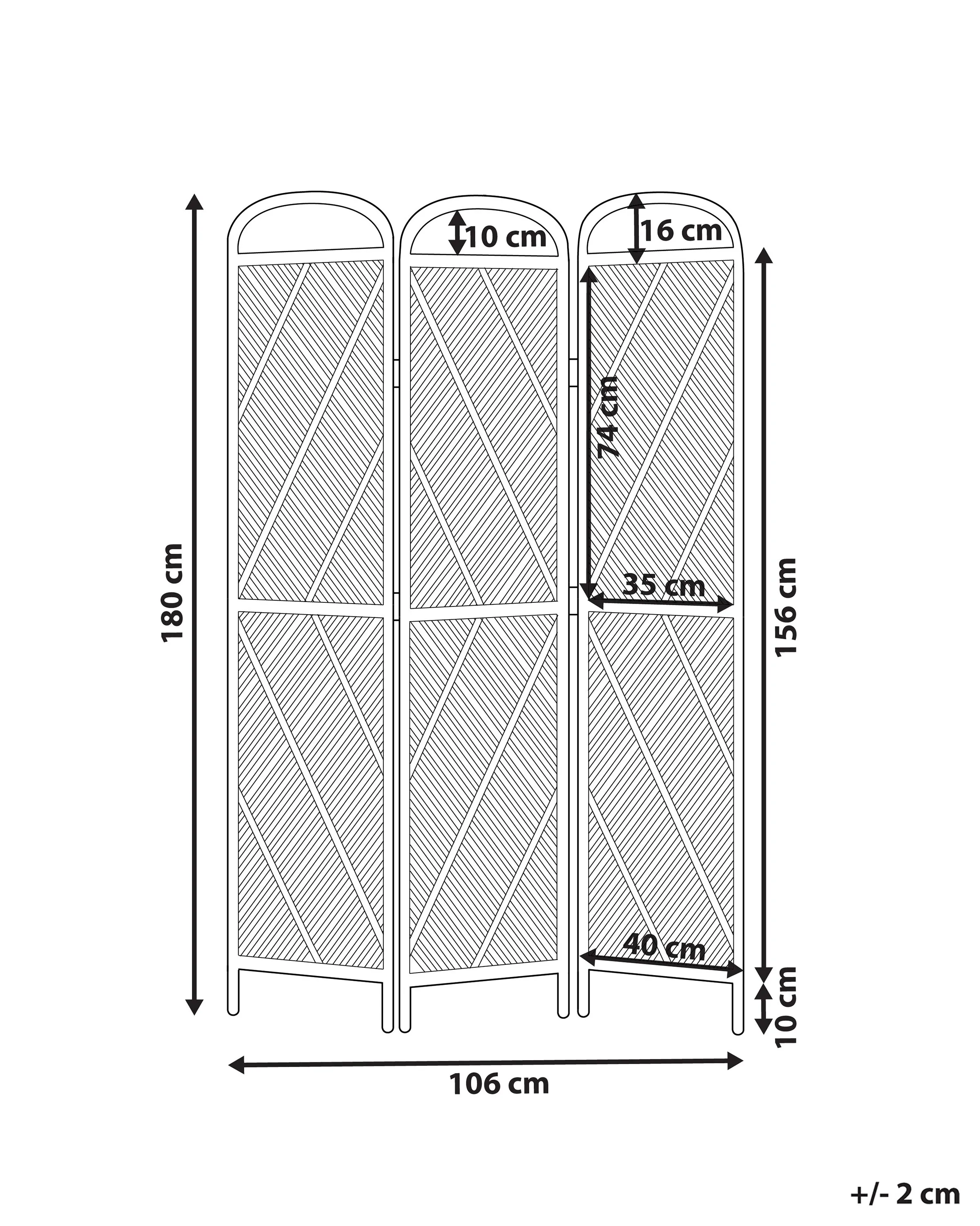 Roomdivider met 3 panelen COSENZA Lichtbruin 106 cm 180 cm