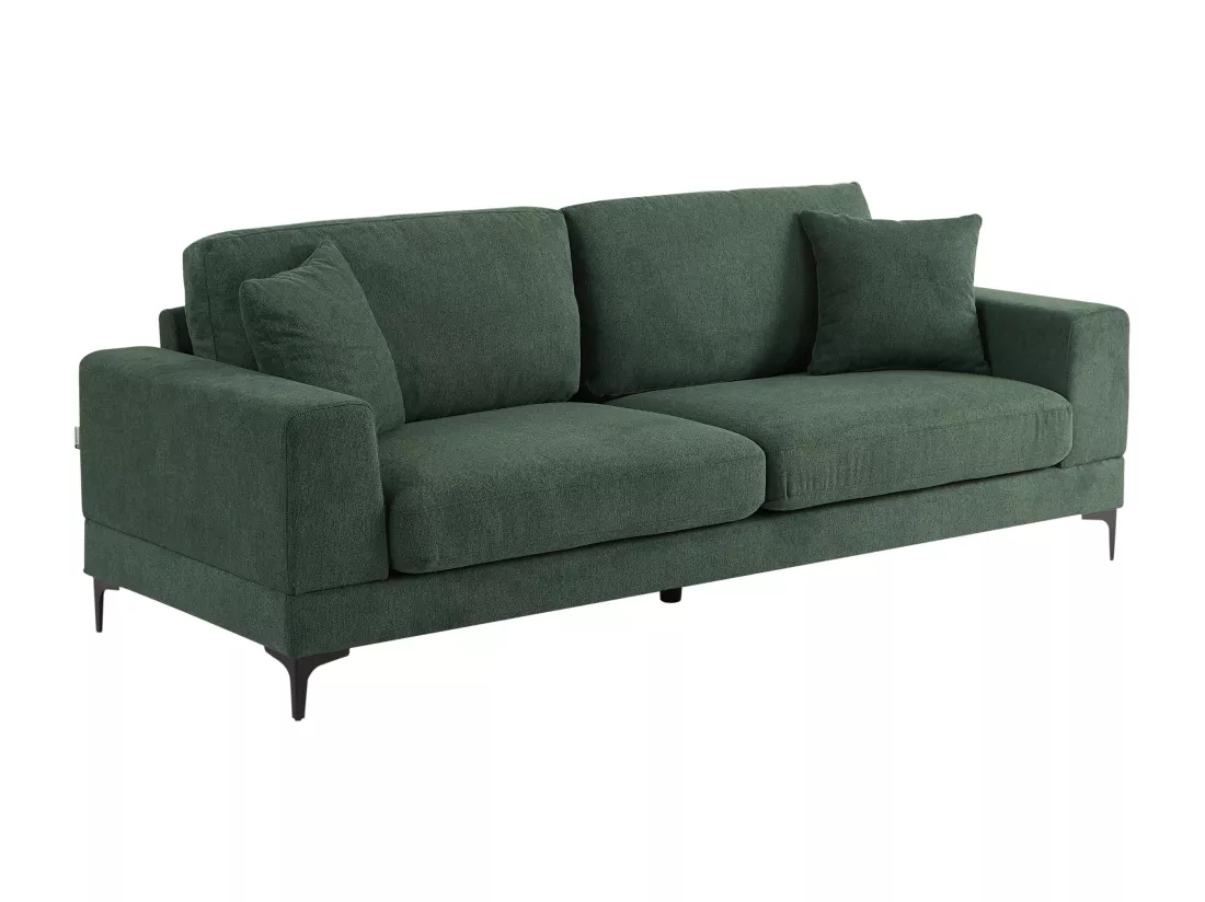 Canapé 3 places et fauteuil en tissu texturé vert JAMOLO
