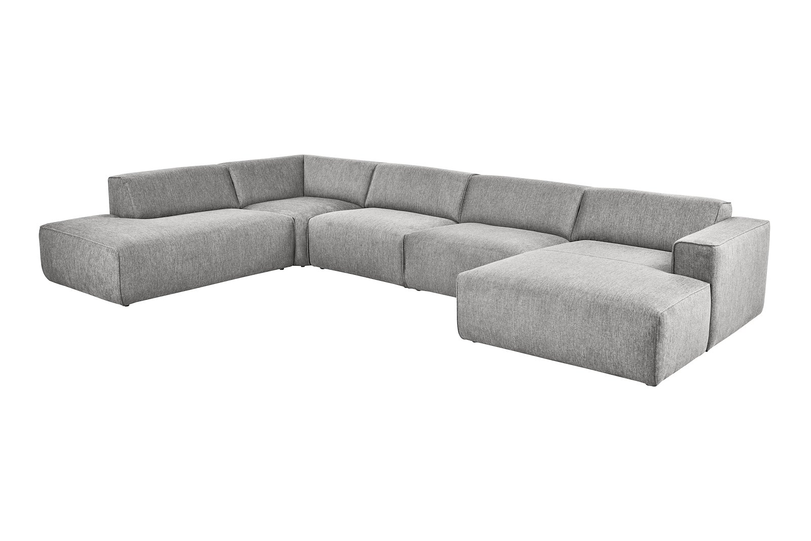 Enjoy U-sofa oppsett Åpen ende venstre liten, hjørne, 2-seter, sjeselong høyre liten i tekstil Brego 7 Grey med sorte ben