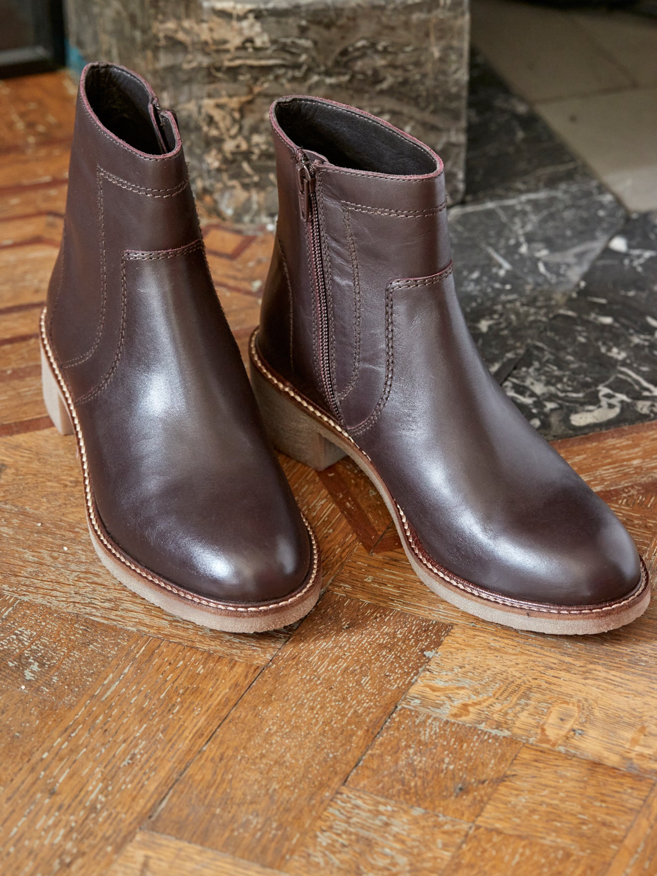 Boots cuir velours femme
