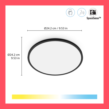 WiZ plafondlamp SuperSlim zwart Ø24,2cm 14W