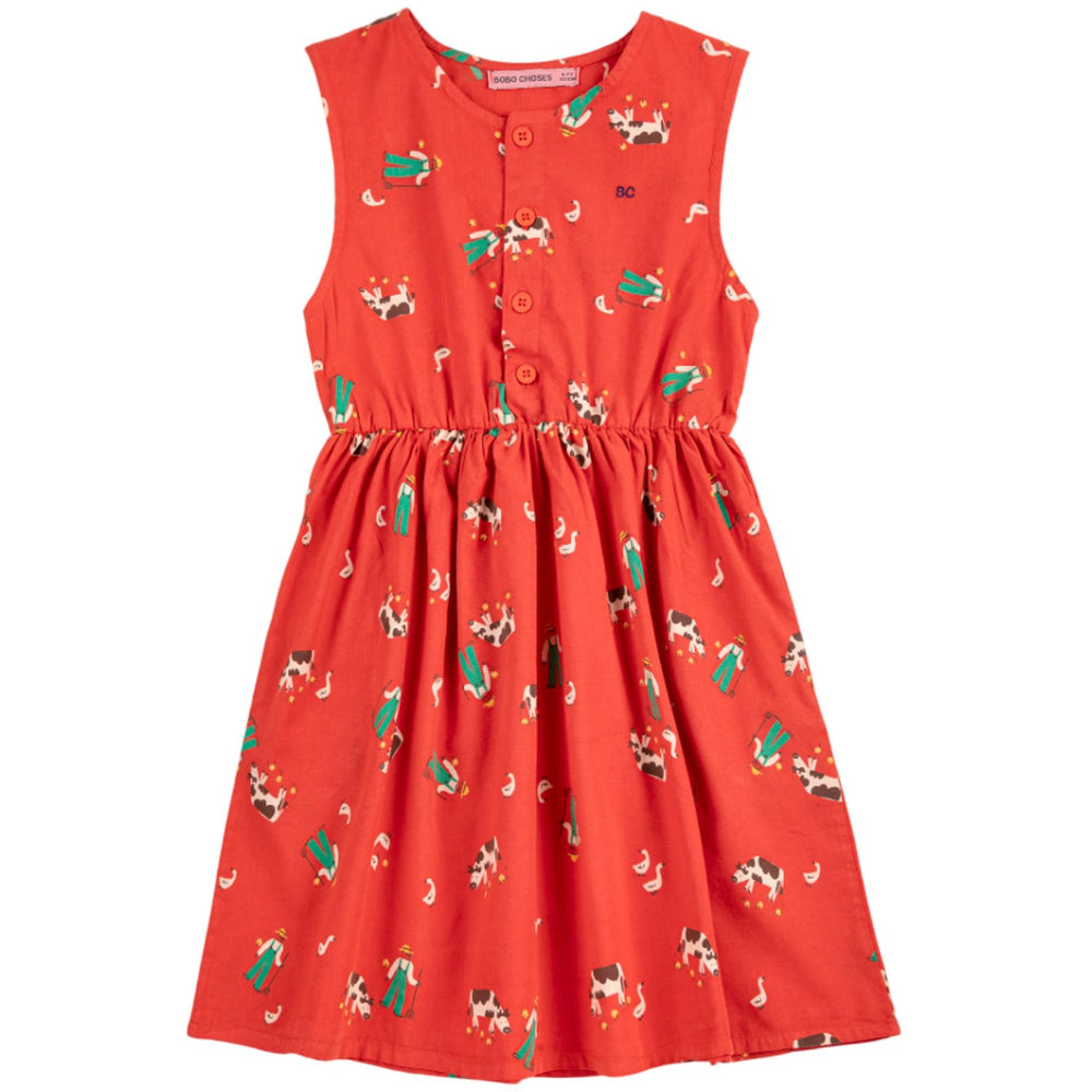 Køb Bobo Choses Red Farm Adventure All Over Woven Kjole