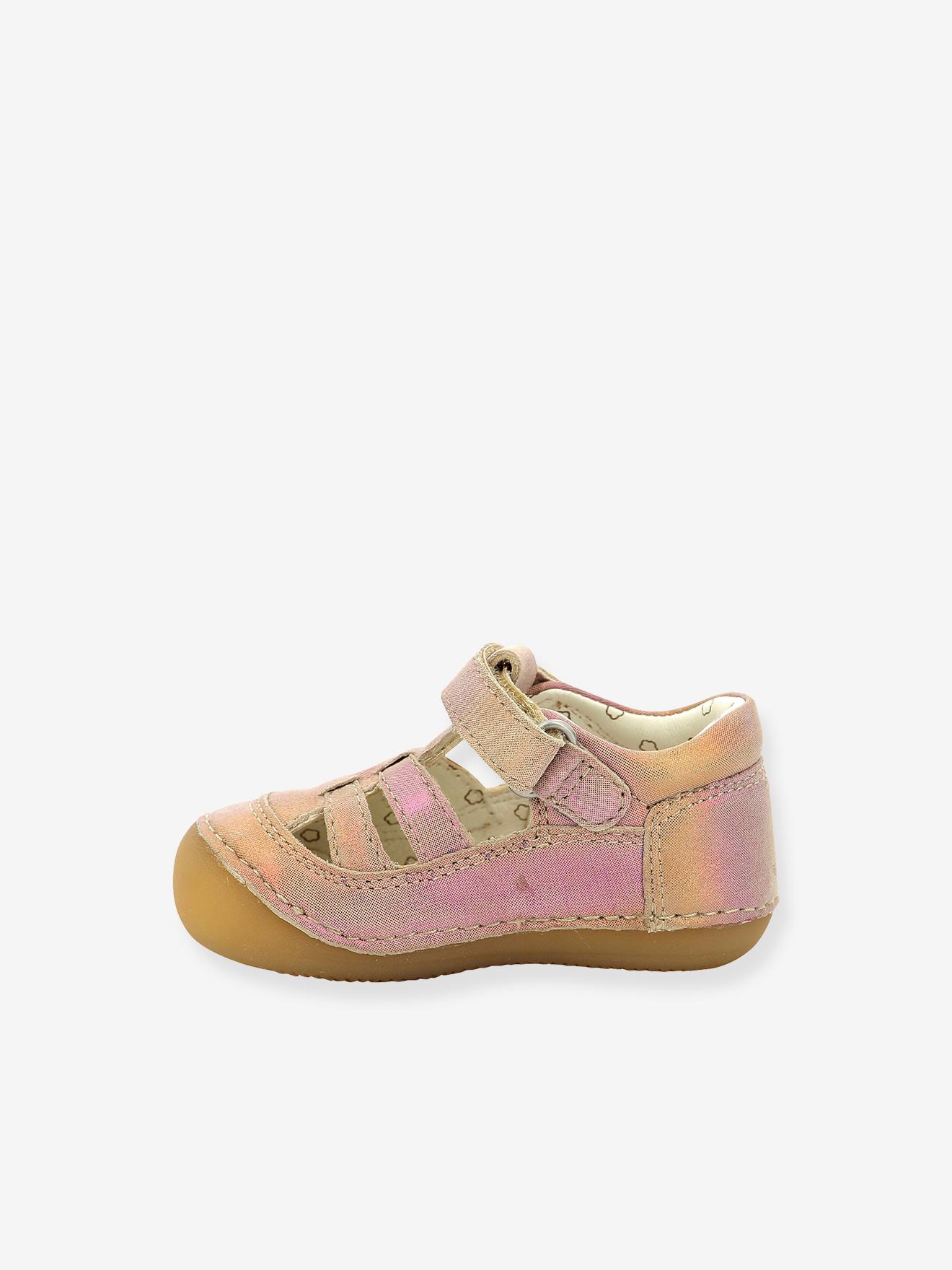 Sandálias de couro para bebê Sushy Original Softers KICKERS®, azul escuro liso