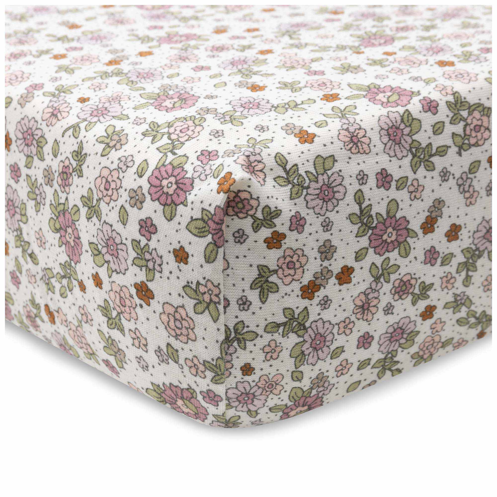 Jollein wieg hoeslaken retro flowers wit
