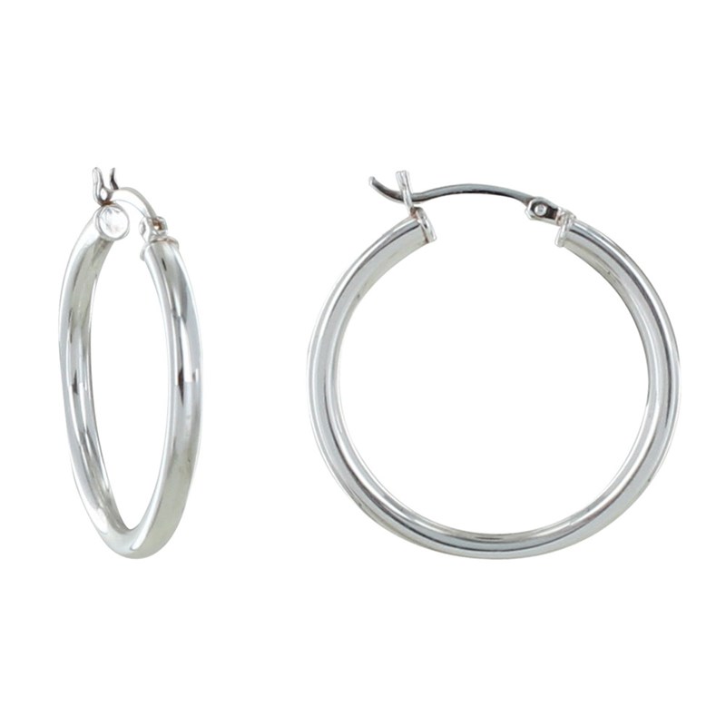 Boucles d'Oreilles Argent Moyennes Créoles Rondes 3cm