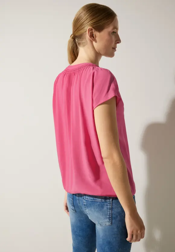 Viskosebluse mit Elastiksaum - berry rose