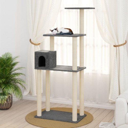 arranhador elevado cinza escuro para gatos Vidaxl