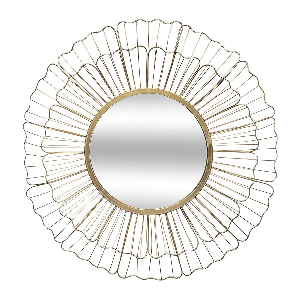 MIROIR METAL FLEUR OR D.67CM