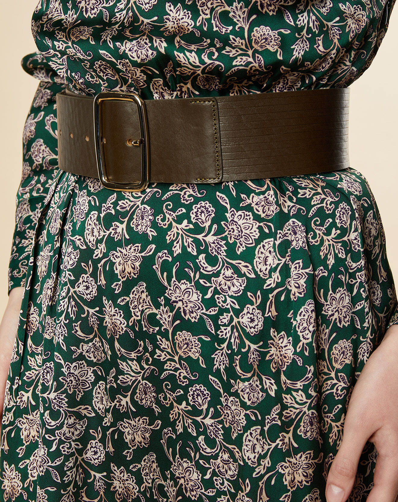Chloé Stora Ceinture large en Cuir Zazie kaki