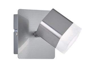 LED Wandleuchte mit Spot Roubaix nickelfarbig 10x10cm 11,5cm Metall Acryl verstellbar Strahler