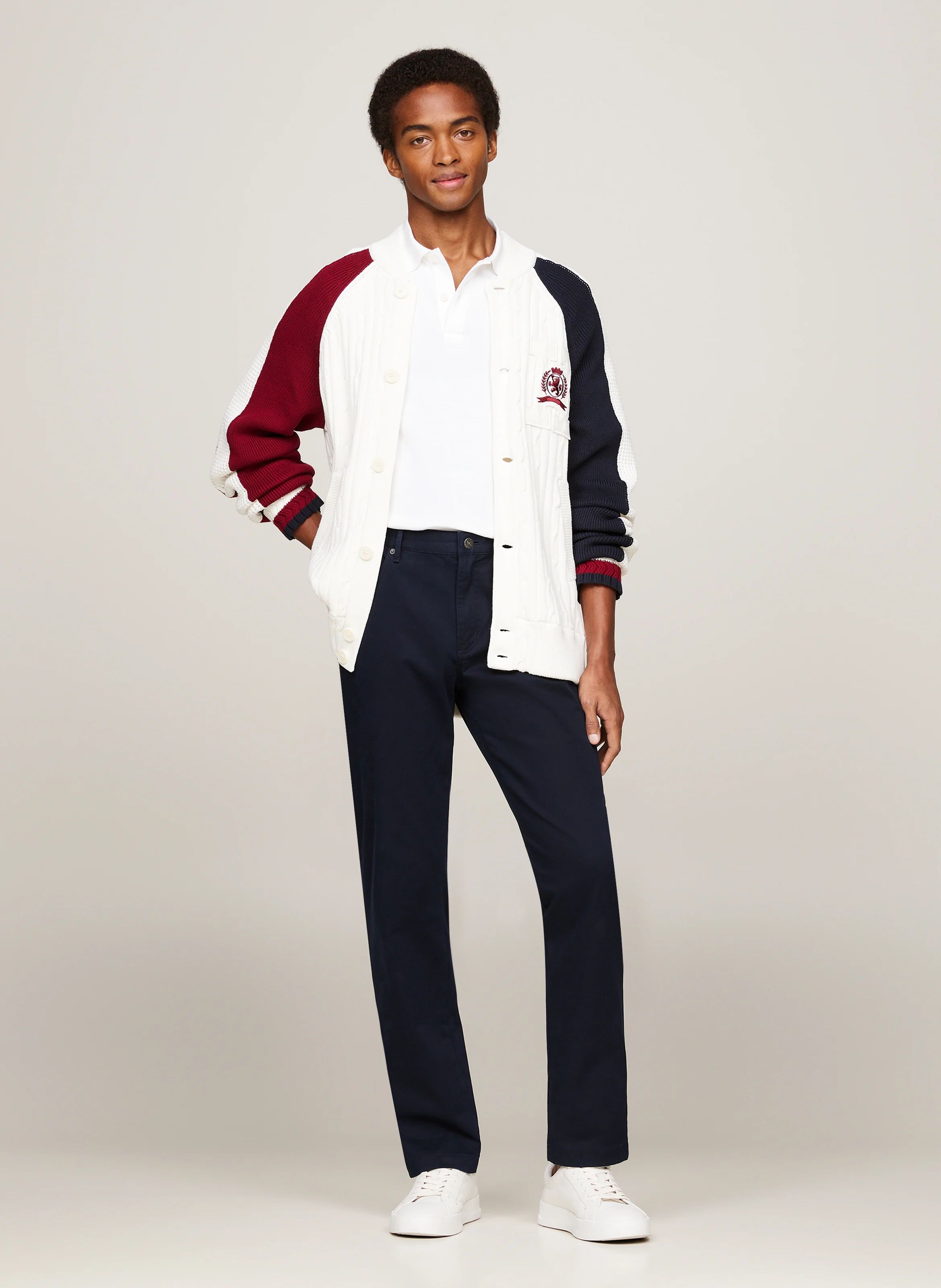 Pantalon droit en coton bio mélangé | Bleu