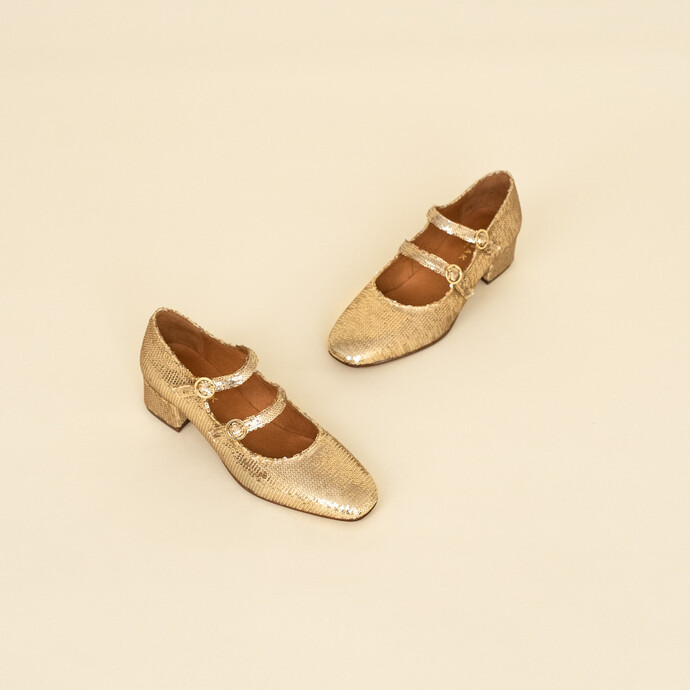 Babies doubles boucles et talons  en sequins platine