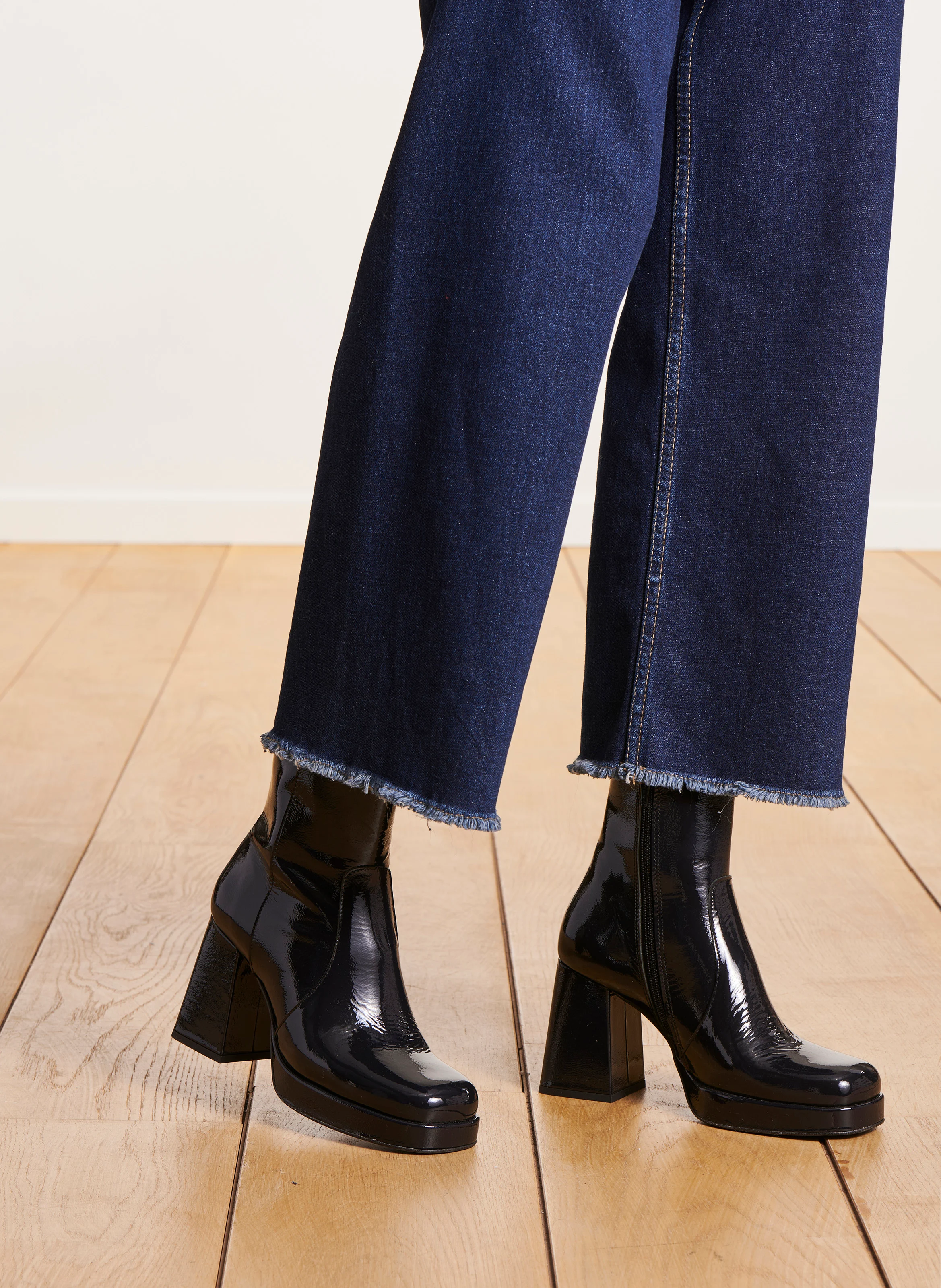 Bottines en cuir venis | Bleu