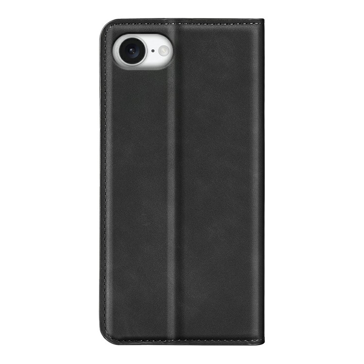 iPhone 16e Leder Tasche Flip Cover mit Kartenfächer - Schwarz