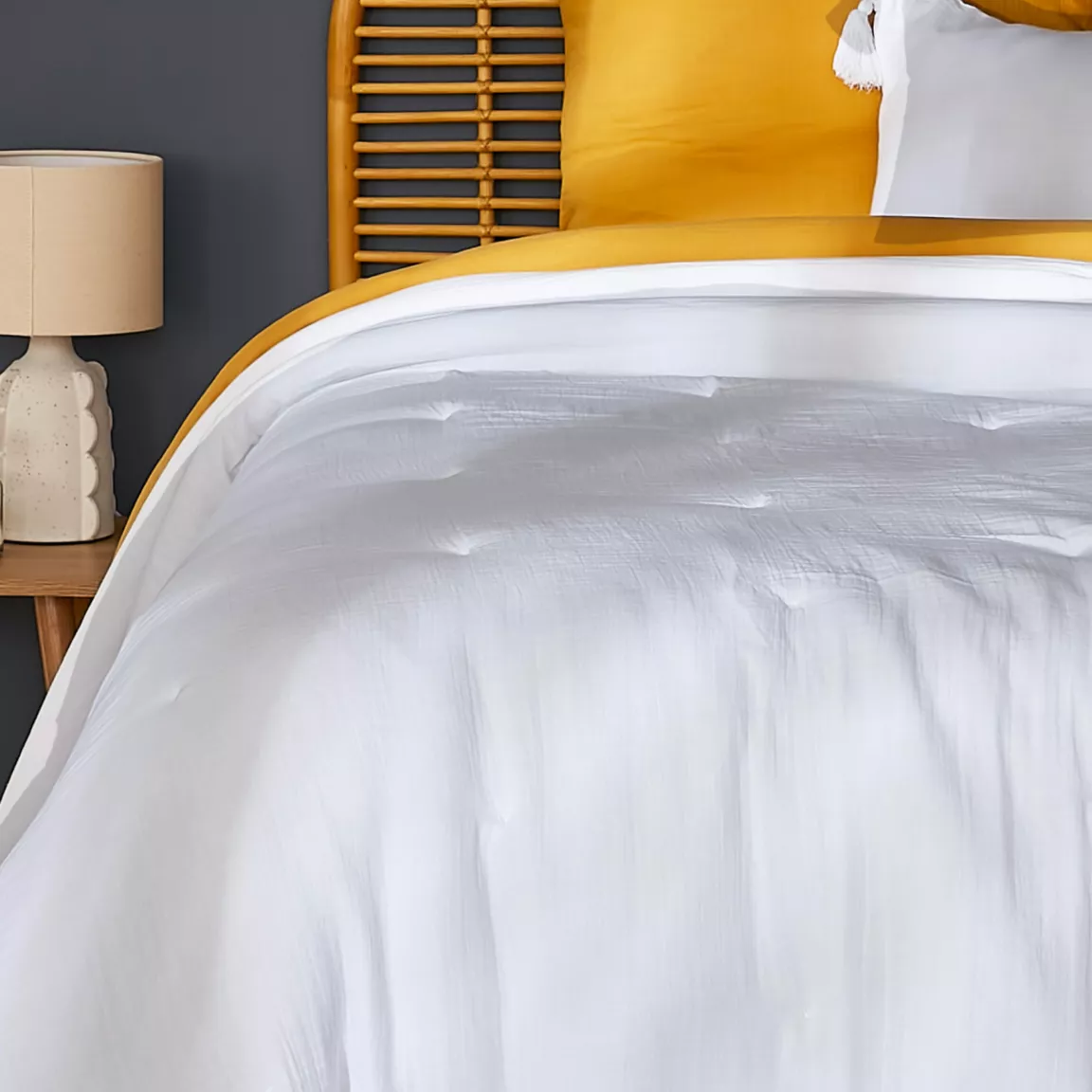 Couvre-lit matelassé gaze de coton (180 x 240 cm) Gaïa Blanc chantilly