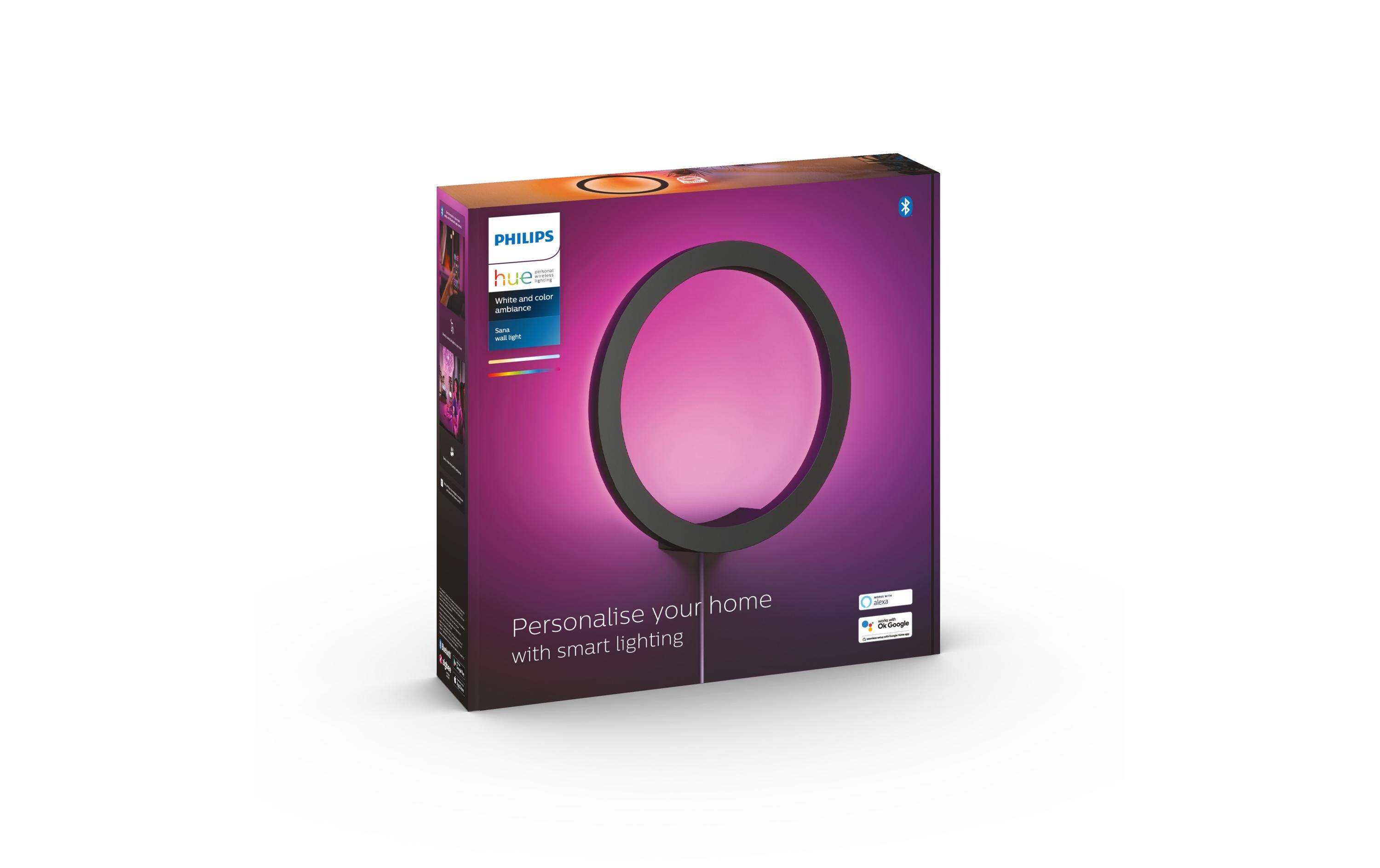 White & Color Ambiance Sana Wandleuchte Schwarz<br>LED-Wandleuchte