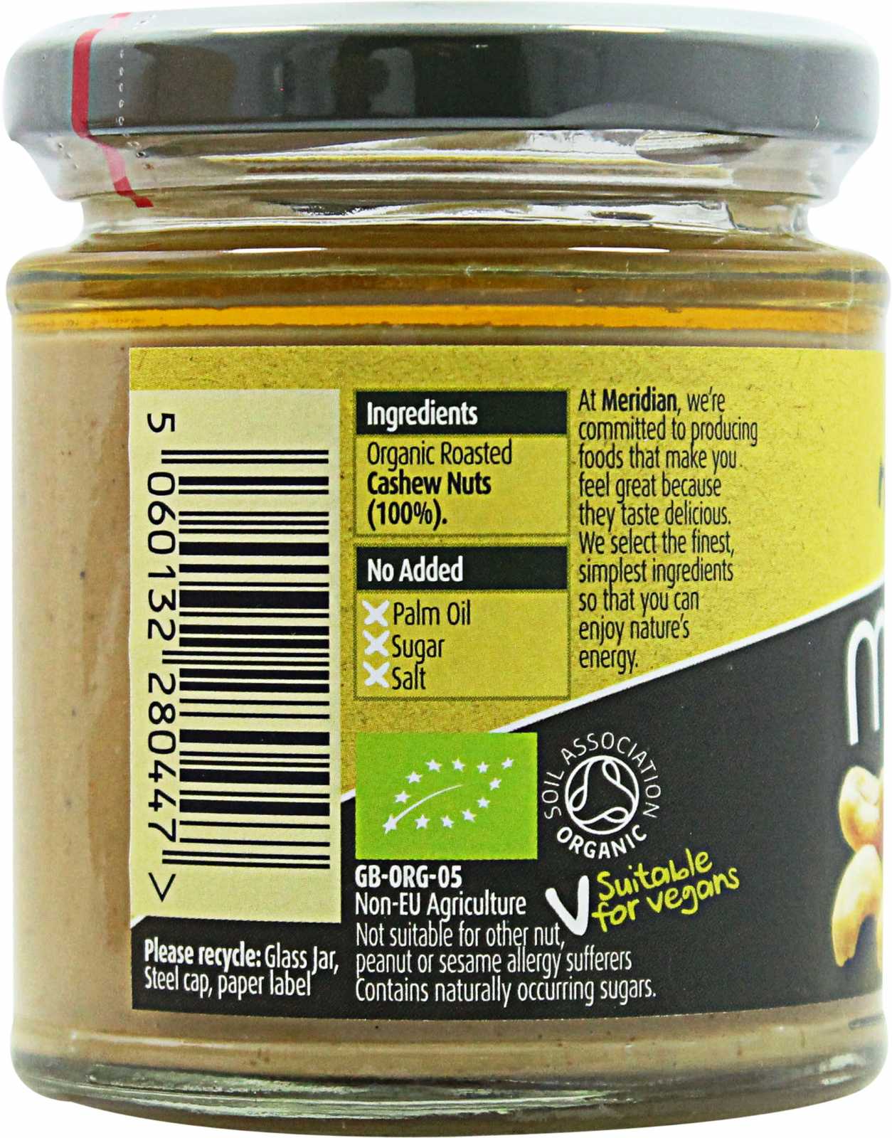 Manteiga de caju orgânica cremosa Meridian Foods 170g