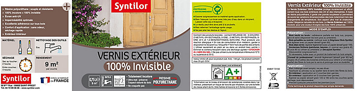 Vernis extérieure et intérieure bois Syntilor 100% invisible incolore mat 0,75L