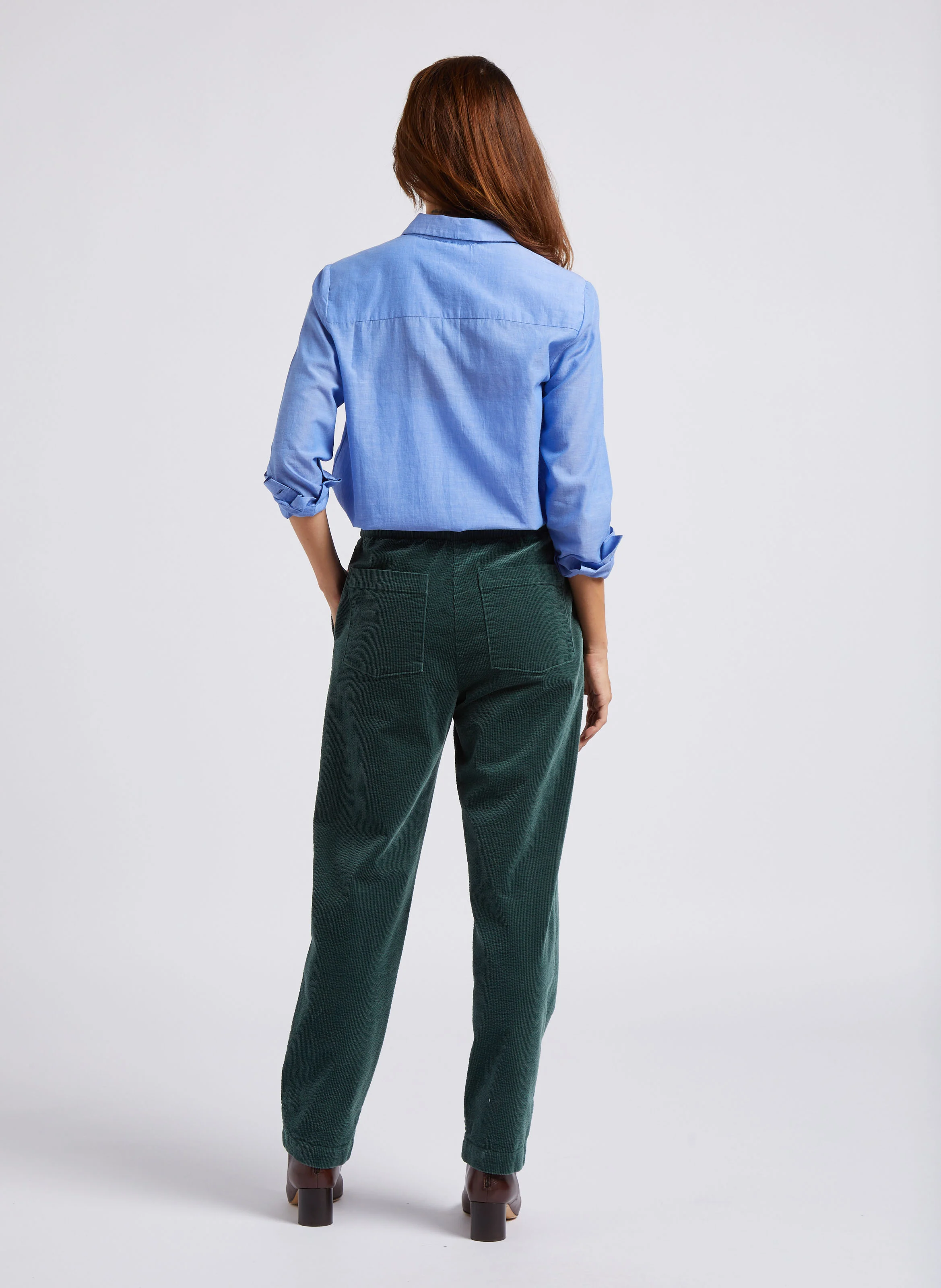Chemise droite col classique en coton | Bleu