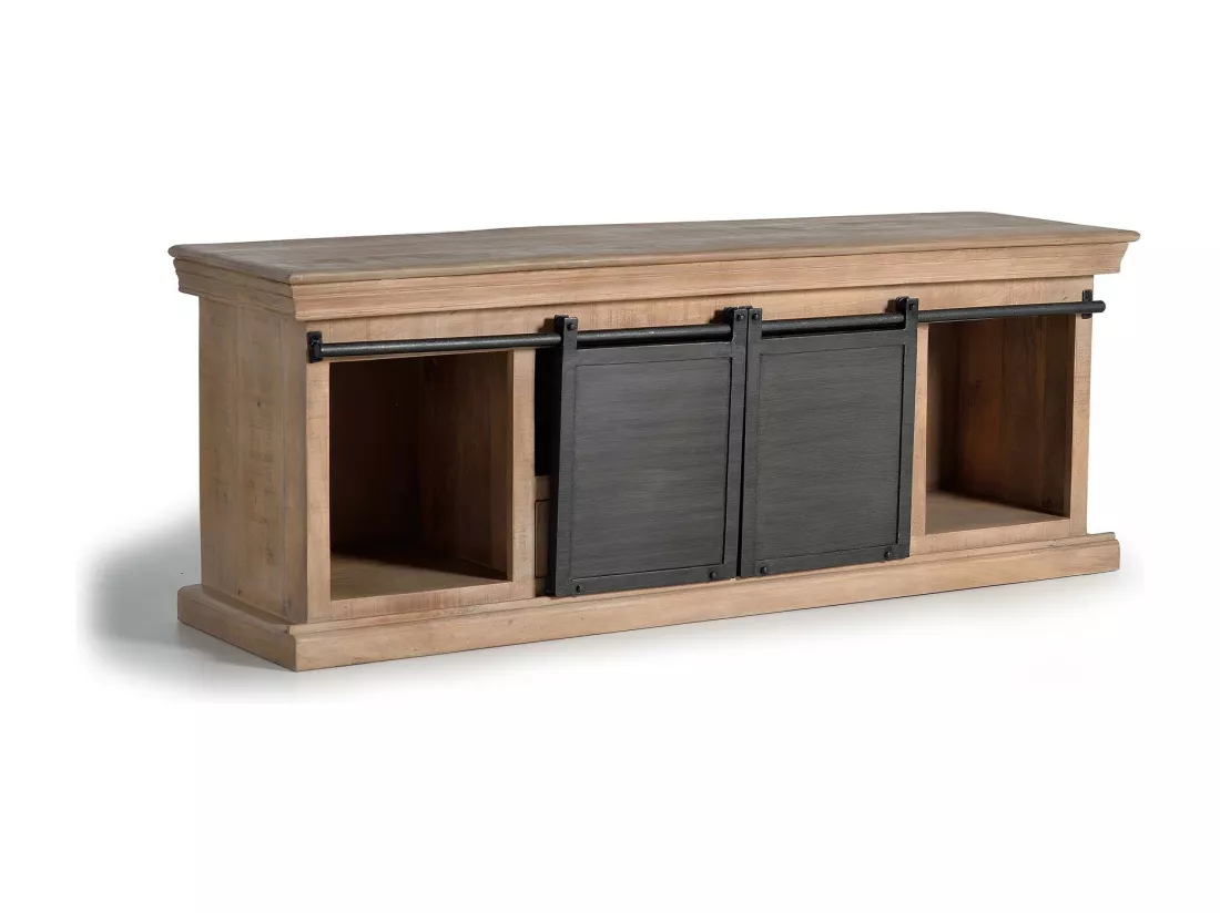 Meuble TV en manguier et pieds en métal naturel et gris Multicolor.Giner y Colomer.55x40x150