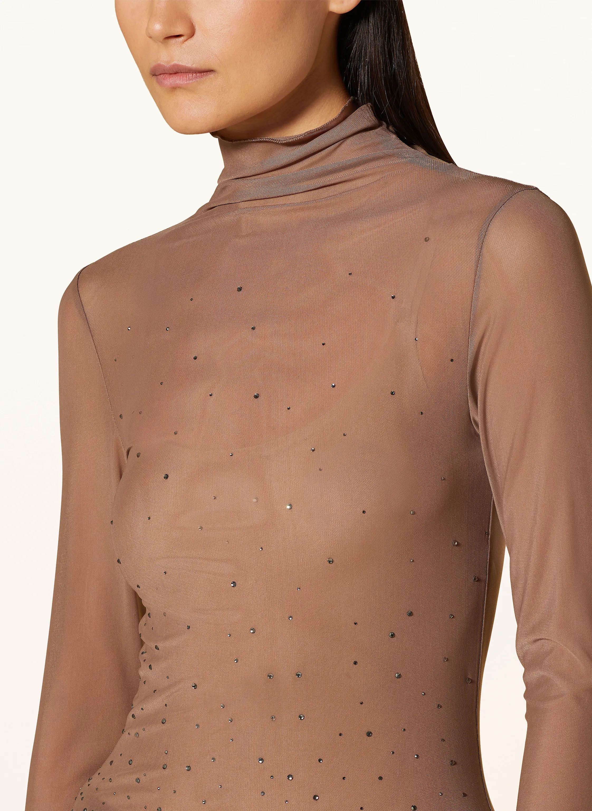 LUISA CERANO Longsleeve aus Mesh mit Schmucksteinen