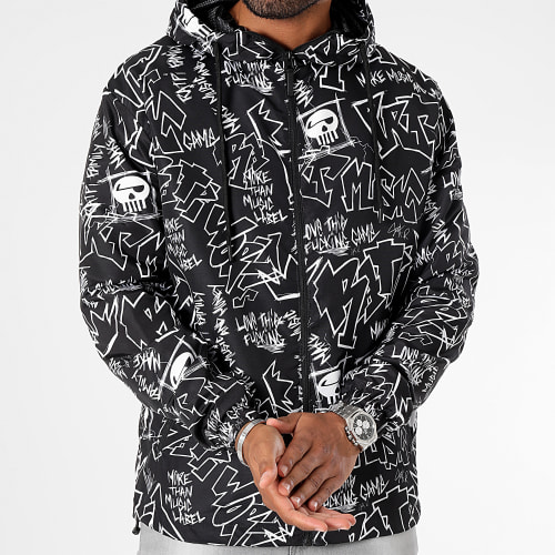 Veste Zippée Capuche Signe Noir