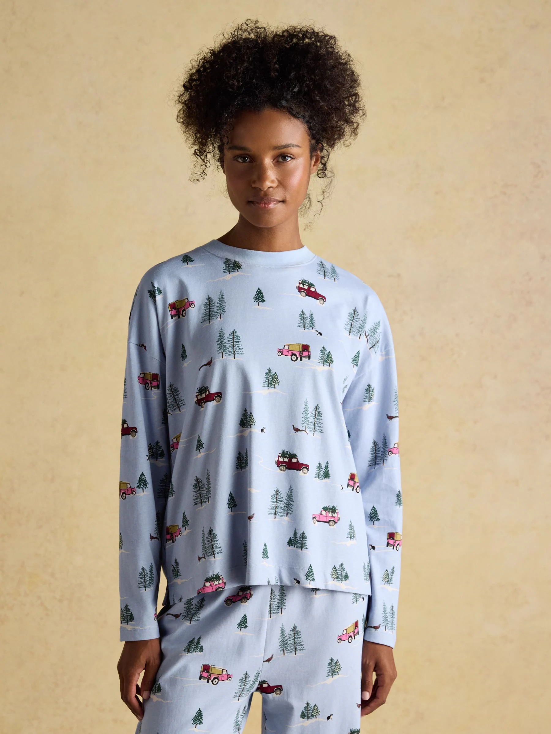 Blue 4x4 - Joules Lyla Long Sleeve Jersey Cotton Pyjama Set