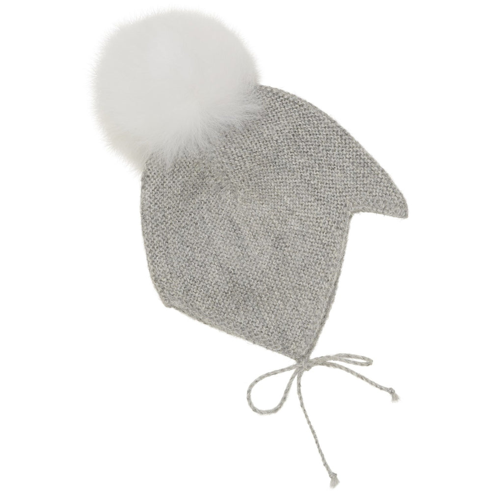 Køb Huttelihut Medium Grey Melange Bonnet Uld Strik Alpaca Pompom