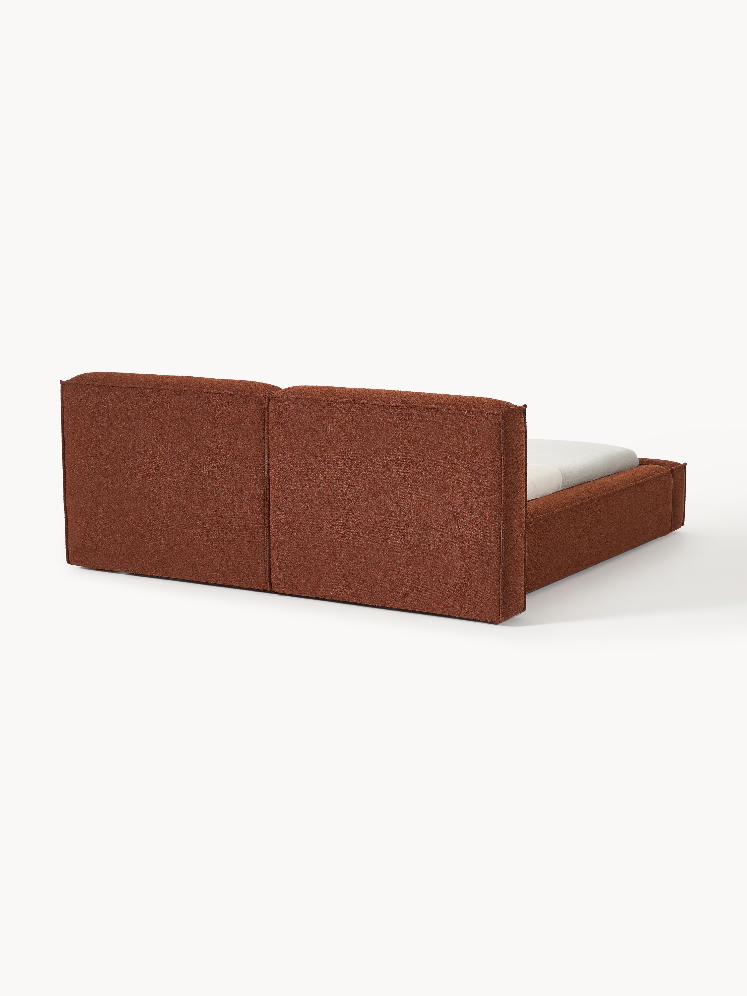 Bouclé gestoffeerd bed Lennon met opbergruimte