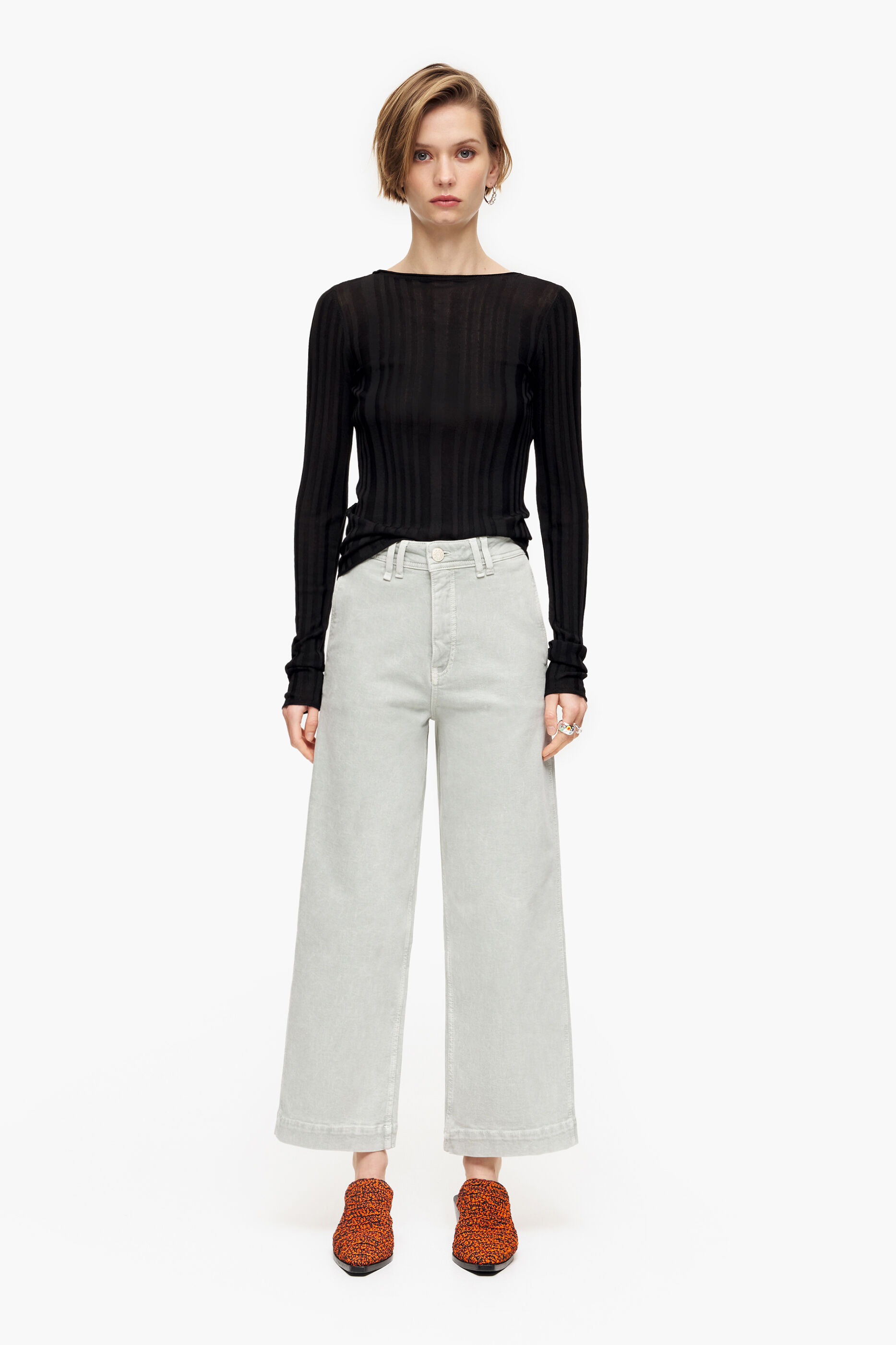 CULOTTE - Calça jeans verde menta de cintura alta