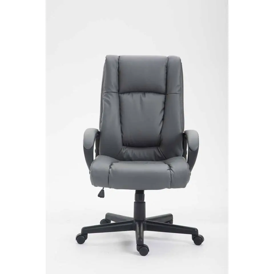 CLP Bureaustoel XL Sparta zwart Frame - Kunstleer - grijs