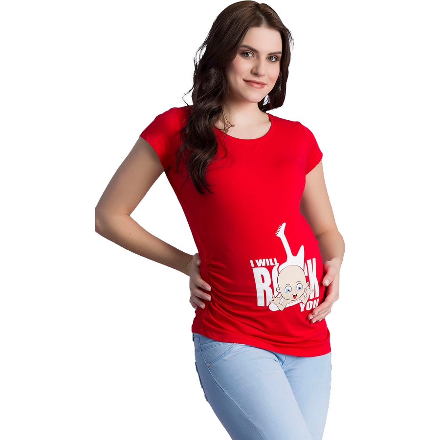 M.M.C. Umstandsshirt I Will Rock You mit Motiv Rot