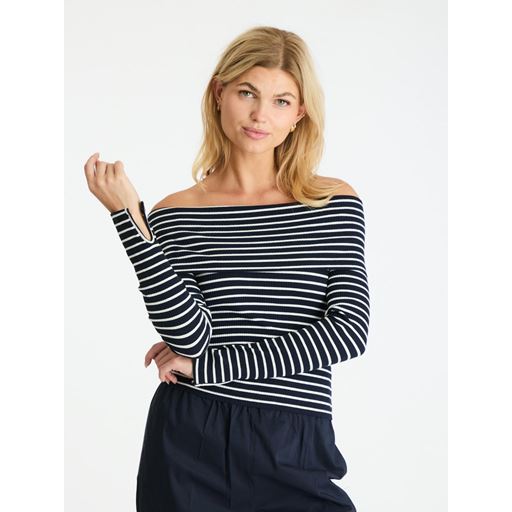 Neo Noir Lessy Stripe Bluse, Dark Navy, 38