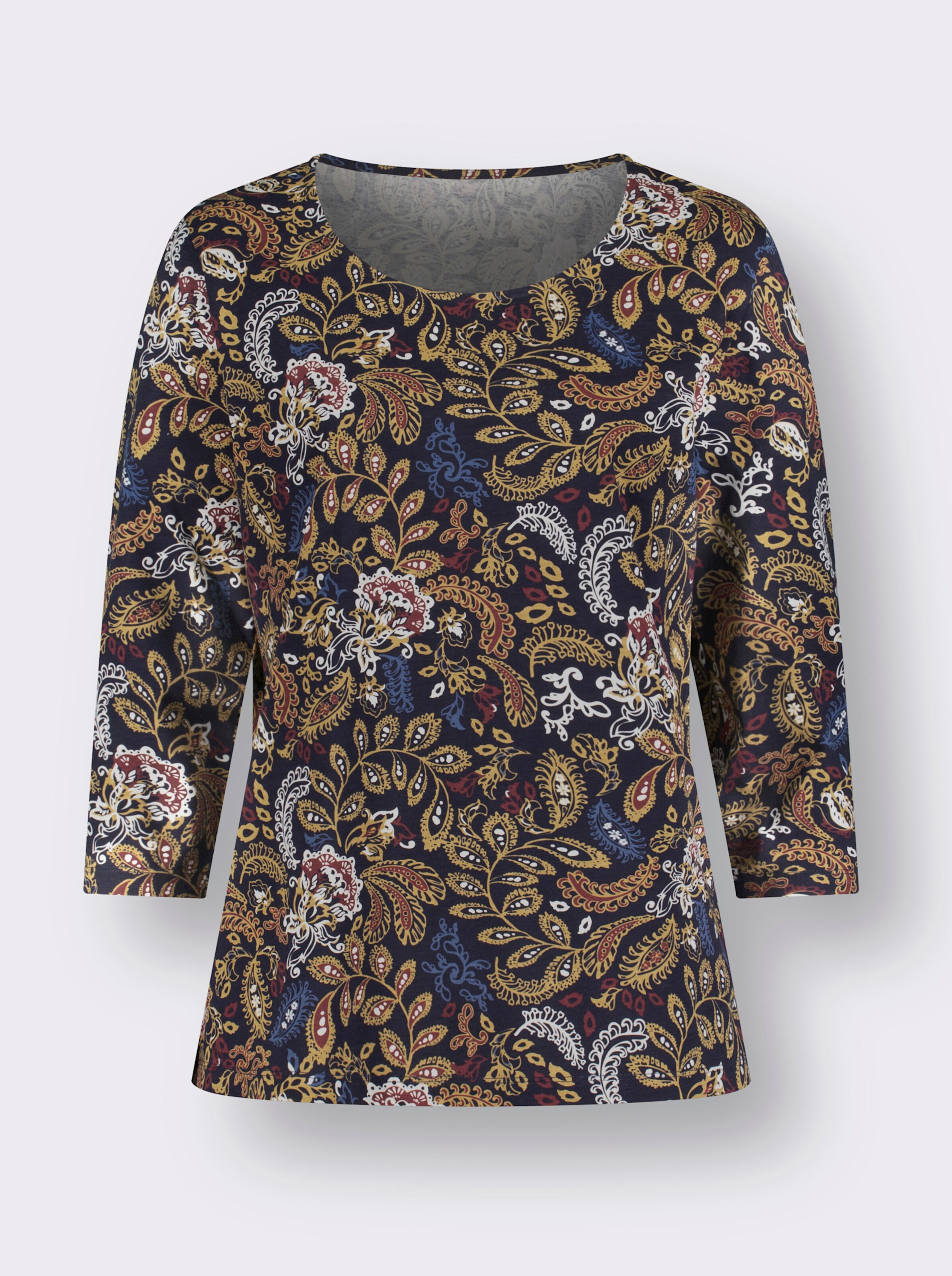Rundhalsshirt mit Paisley-Muster