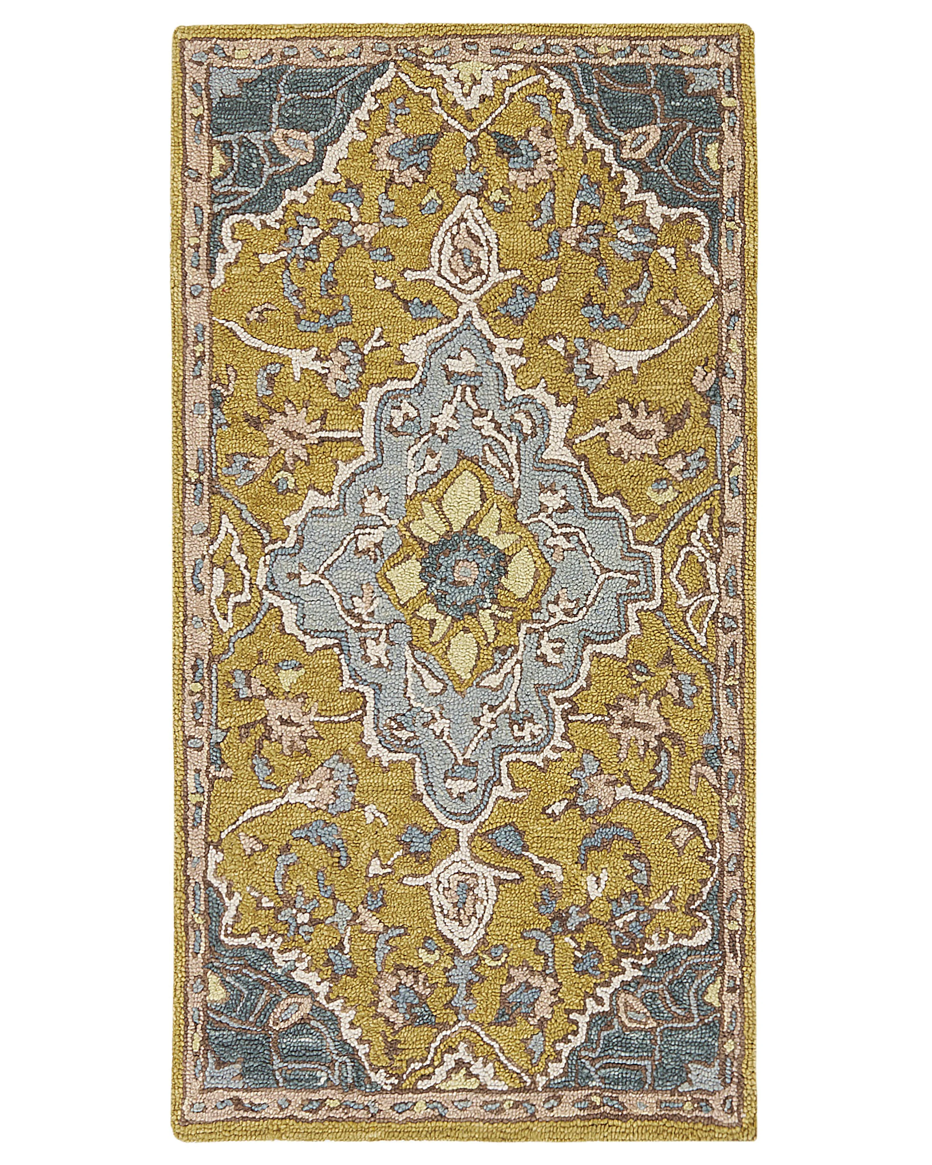 Vloerkleed MUCUR Geel 80 x 150 cm Wol