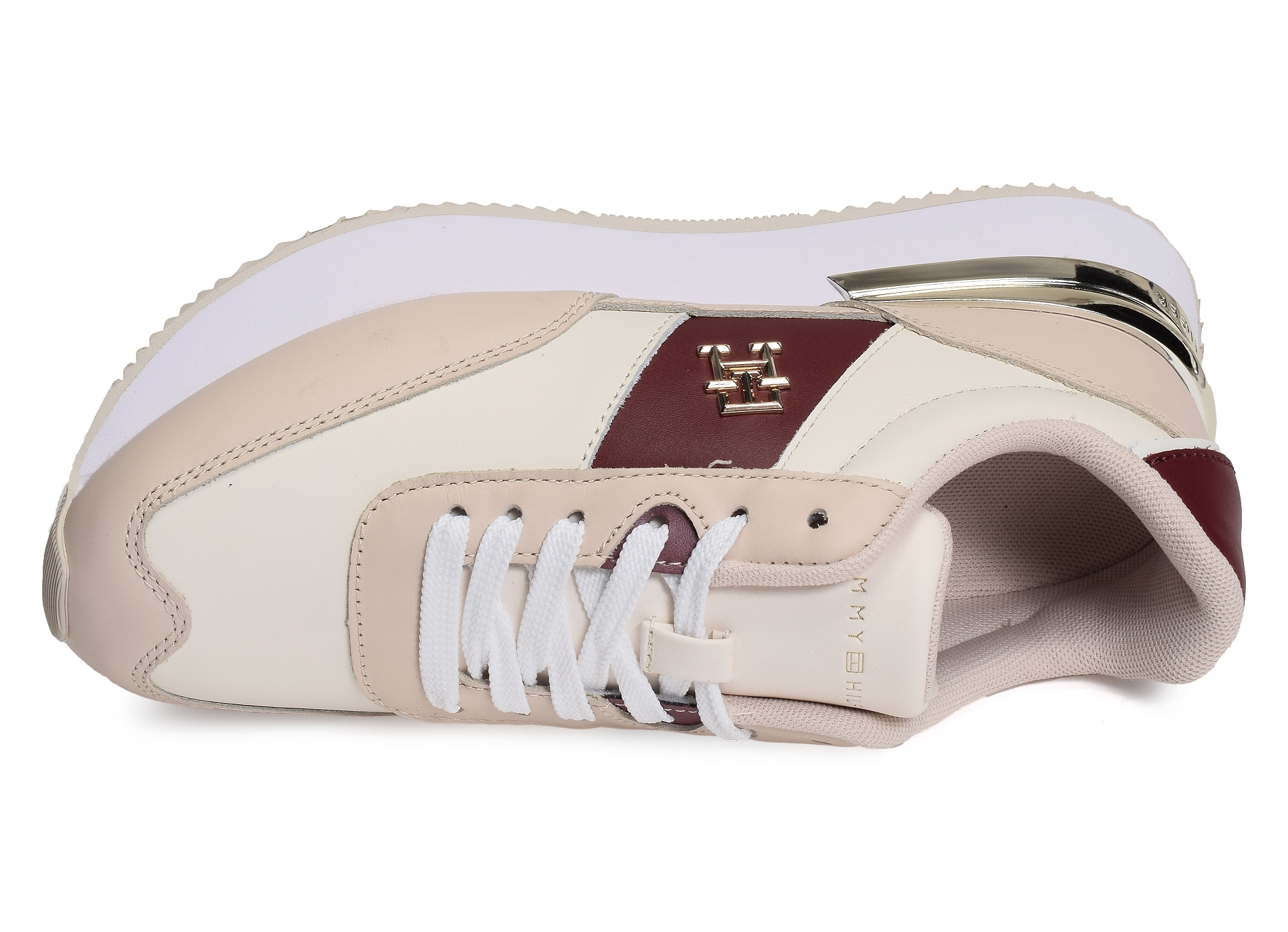 Th elevated feminine runner gld 7306 beige blanc
